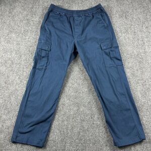 Welcome Pants Mens Large Blue Cargo‎ Elastic Waist Relaxed Fit Casual Skate